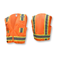 Radians SV6OM Type R Class 2 Two Tone Surveyor Solid/Mesh Safety Vest | Hi-Vis Orange | Medium Size | Each