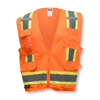 Radians SV6OL Type R Class 2 Two Tone Surveyor Solid/Mesh Safety Vest | Hi-Vis Orange | Large Size | Each