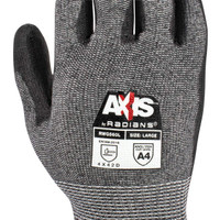 Radians RWG560XXL AXIS A4 Cut Protection Work Gloves | Black Polyurethane Palm | Gray | 2X-Large Size | Case of 10 Boxes of 12 Pairs in Each Box