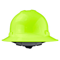 Radians QHR6-GREEN-HV Quartz Full Brim Hard Hat | 6 Point Crown Strap Ratchet Suspension | Pillowed Brow Pad | Hi-Vis Green | Case of 10 Units
