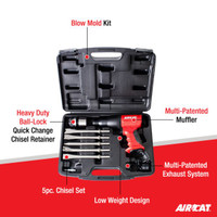 Aircat Pneumatic Tools 5100-A Super Duty Air Hammer Kit | .401" Shank | 3000 BPM | 2-5/8" Piston Stroke | Quick Change