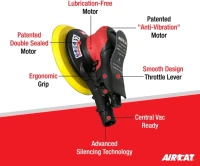 Aircat Pneumatic Tools 6700-5-336 Non Vac Orbital Palm Sander | 5" Pad Size | 11000 RPM | 3/16" Orbit | Hook & Loop