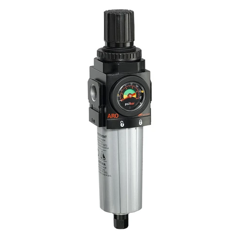 ARO P39334-614 Relieving Piggyback Filter-Regulator | 2000 Series | 3/8" Port Size | Metal Bowl with Gauge | 132 SCFM