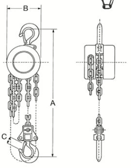 CM 2210A Series 622 Hand Chain Hoist | Single Reeved | 15' Standard Lift | 1 Ton Rated Capacity