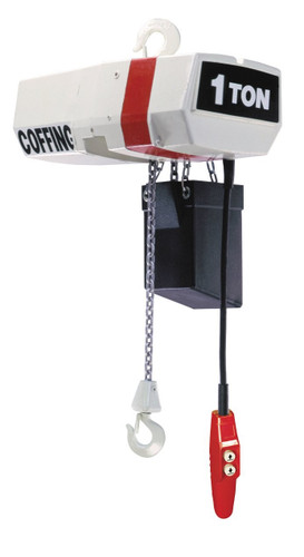 Coffing  EC2016-10-1 Electric Chain Hoist | 1 Ton Capacity | 10 ft Lift | 6 ft Drop | Pendent Control | Hook Mount