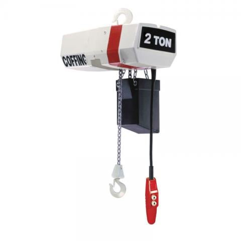 Coffing  EC4008-15-3 Electric Chain Hoist | 2 Ton Capacity | 15 ft Lift | 11 ft Drop | Pendent Control | Hook Mount