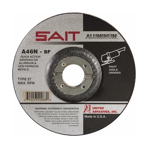 United Abrasives 1/4" Type 27 Aluminum Grinding Wheel | 20062| 4-1/2" Diameter