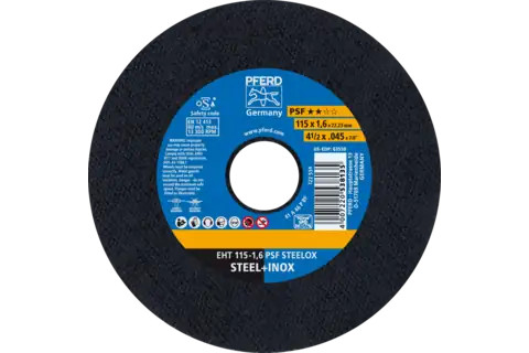 PFERD 63550 PSF STEELOX Type 1 Cut-Off Wheel | 4-1/2" Diameter | 7/8" Arbor Hole | .045" Thickness | Sold by Box of 25
