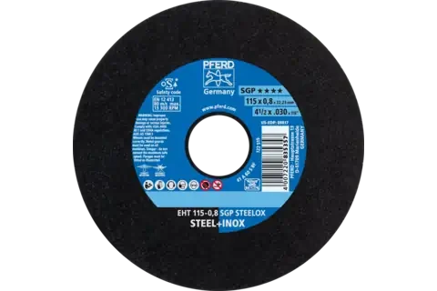Pferd 69817 SGP STEELOX Type 1 Cut-Off Wheel | 4-1/2" Diameter | 7/8" Arbor Hole | 0.03" Thickness | Sold by Box of 25