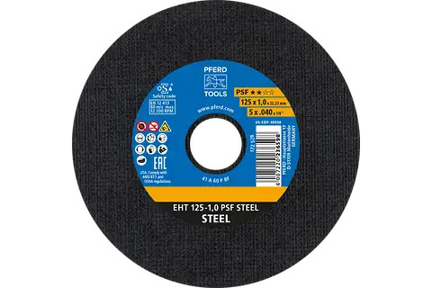 Pferd 69950 PSF STEEL Type 1 Cut-Off Wheel | 5" Diameter | 7/8" Arbor Hole | 0.04" Thickness | Sold by Box of 25