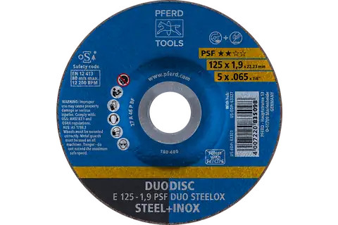 Pferd 63321 PSF DUODISC STEELOX Type 27 Cut-Off Wheel | 5" Diameter | 7/8" Arbor Hole | .065" Thickness | Sold by Box of 10