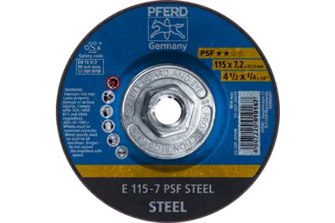 Pferd 60014 PSF STEEL Type 27 Grinding Wheel | 4-1/2"  Diameter | 5/8-11" Arbor Hole | 1/4" Thickness | Sold by Box of 10