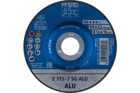 Pferd 61301 SG ALU Type 27 Grinding Wheel | 4-1/2"  Diameter | 7/8" Arbor Hole | 1/4" Thickness | Sold by Box of 10