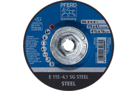 Pferd 63405 SG STEEL Type 27 Grinding Wheel | 4-1/2"  Diameter | 5/8-11" Arbor Hole | 1/8" Thickness | Sold by Box of 10