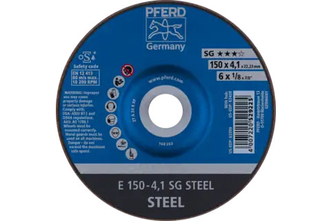 Pferd 63399 SG STEEL Type 27 Grinding Wheel | 6" Diameter | 7/8" Arbor Hole | 1/8" Thickness | Sold by Box of 10