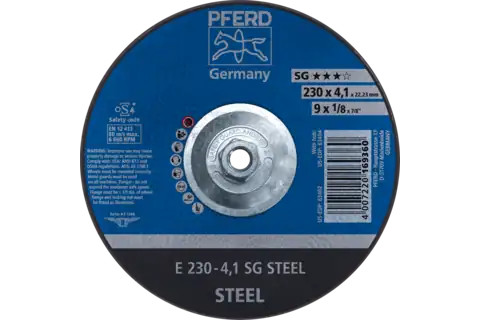 Pferd 63404 SG STEEL Type 27 Grinding Wheel | 9" Diameter | 5/8-11" Arbor Hole | 1/8" Thickness | Sold by Box of 10