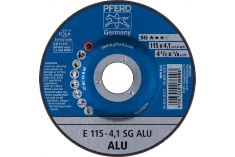 Pferd 61311 SG ALU Type 27 Grinding Wheel | 4-1/2"  Diameter | 7/8" Arbor Hole | 1/8" Thickness | Sold by Box of 10