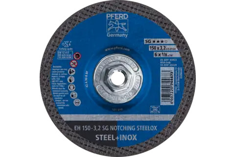 Pferd 63429 SG NOTCHING STEELOX Type 27 Grinding Wheel | 6" Diameter | 5/8-11" Arbor Hole | 1/8" Thickness | Sold by Box of 10