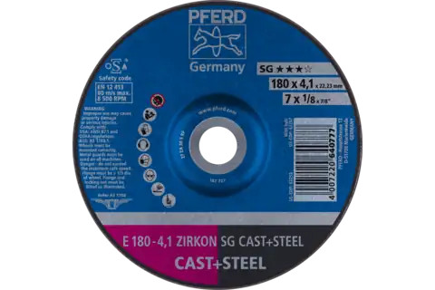 Pferd 63253 ZIRKON SG CAST + STEEL Type 27 Grinding Wheel | 7" Diameter | 7/8" Arbor Hole | 1/8" Thickness | Sold by Box of 10