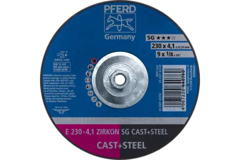 Pferd 63258 ZIRKON SG CAST + STEEL Type 27 Grinding Wheel | 9" Diameter | 5/8-11" Arbor Hole | 1/8" Thickness | Sold by Box of 10