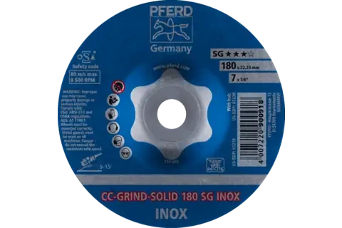 Pferd 61218 CC-GRIND-SOLID SG INOX Grinding Disc | 7" Diameter | 7/8" Arbor Hole | Sold by Box of 10