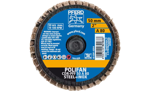 Pferd 42914 Mini Polifan Flap Disc | Arbor Hole | 2" Diameter | Aluminum Oxide 80 Grit | Type  CDR | Sold by Box of 10