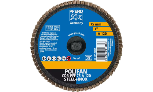 Pferd 42921 Mini Polifan Flap Disc | Arbor Hole | 3" Diameter | Aluminum Oxide 120 Grit | Type  CDR | Sold by Box of 10