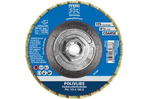 Pferd 43285 Polivlies Flap Disc | 4-1/2" Diameter | 5/8-11" Arbor Hole | Aluminum Oxide 100 Grit | Sold by Box of 5