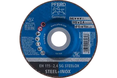 Pferd 63202 SG STEELOX Type 27 Cut-Off Wheel | 4-1/2" Diameter | 7/8" Arbor Hole | 3/32" Thickness | Sold by Box of 25