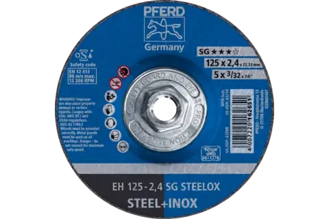 Pferd 63214 SG STEELOX Type 27 Cut-Off Wheel | 5" Diameter | 5/8-11" Arbor Hole | 3/32" Thickness | Sold by Box of 10