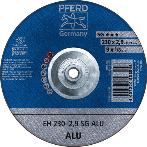 Pferd 63198 ALU SG Type 27 Cut-Off Wheel | 5" Diameter | 5/8-11" Arbor Hole | .045" Thickness | Sold by Box of 10