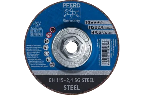 Pferd 63114 SG STEEL Type 27 Cut-Off Wheel | 4-1/2" Diameter | 5/8-11" Arbor Hole | 3/32" Thickness | Sold by Box of 10