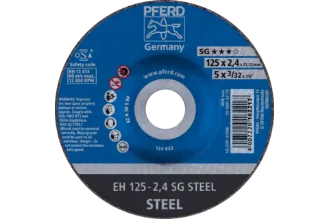 Pferd 63105 SG STEEL Type 27 Cut-Off Wheel | 5" Diameter | 7/8" Arbor Hole | 3/32" Thickness | Sold by Box of 25