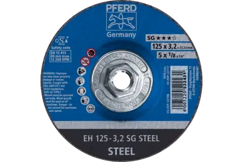 Pferd 63117 SG STEEL Type 27 Cut-Off Wheel | 5" Diameter | 5/8-11" Arbor Hole | 1/8" Thickness | Sold by Box of 10