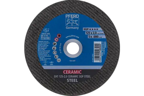 Pferd 63662 CERAMIC SGP STEEL Type 1 Cut-Off Wheel | 5" Diameter | 7/8" Arbor Hole | .080" Thickness | Sold by Box of 25