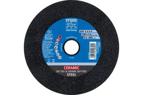 Pferd 63663 CERAMIC SGP STEEL Type 1 Cut-Off Wheel | 6" Diameter | 7/8" Arbor Hole | .045" Thickness | Sold by Box of 25