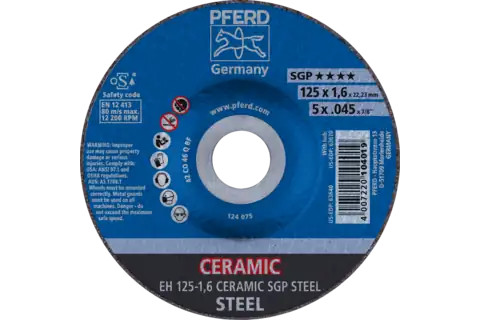 Pferd 63640 CERAMIC SGP STEEL Type 27 Cut-Off Wheel | 5" Diameter | 7/8" Arbor Hole | .045" Thickness | Sold by Box of 25