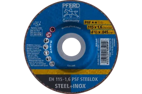 PFERD 63717 PSF STEELOX Type 27 Cut-Off Wheel | 4-1/2" Diameter | 7/8" Arbor Hole | .045" Thickness | Sold by Box of 25