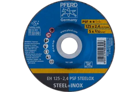 PFERD 63720 PSF STEELOX Type 27 Cut-Off Wheel | 5" Diameter | 7/8" Arbor Hole | 3/32" Thickness | Sold by Box of 25