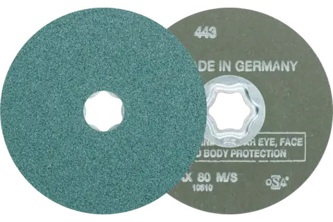 Pferd 40133 COMBICLICK Fibre Disc | 4-1/2" Diameter | 13300 RPM | Zirconia Alumina 60 Grit | Sold by Box of 25