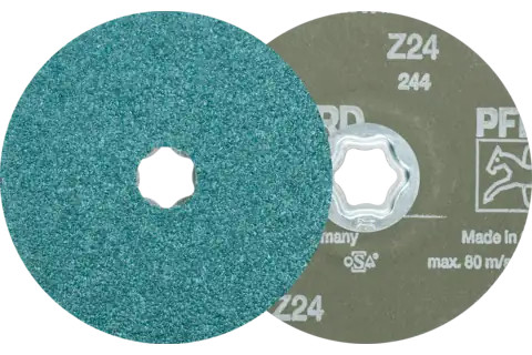 Pferd 40137 COMBICLICK Fibre Disc | 5" Diameter | 12200 RPM | Zirconia Alumina 24 Grit | Sold by Box of 25