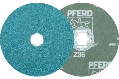 Pferd 40138 COMBICLICK Fibre Disc | 5" Diameter | 12200 RPM | Zirconia Alumina 36 Grit | Sold by Box of 25