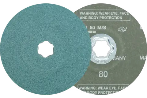 Pferd 40141 COMBICLICK Fibre Disc | 5" Diameter | 12200 RPM | Zirconia Alumina 80 Grit | Sold by Box of 25
