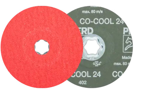 Pferd 40732 COMBICLICK Fibre Disc | 5" Diameter | 12200 RPM | Ceramic Oxide 24 Grit | Sold by Box of 25