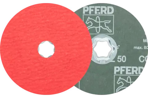 Pferd 40734 COMBICLICK Fibre Disc | 5" Diameter | 12200 RPM | Ceramic Oxide 50 Grit | Sold by Box of 25