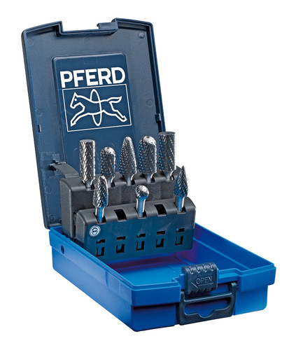 PFERD 26547 8-Piece Carbide Burr Set | 1/4" Shank | Single/Double Cut