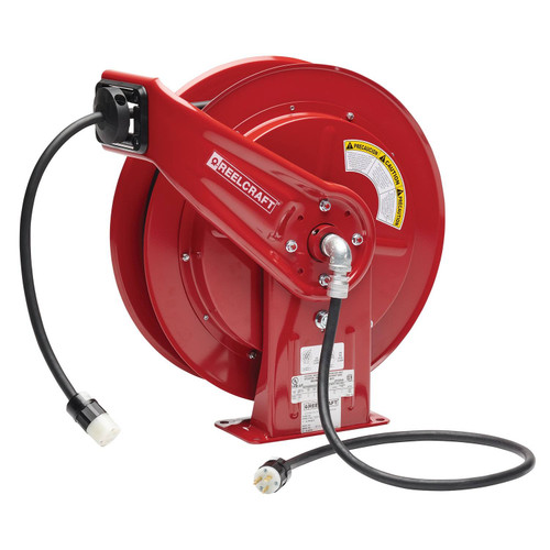 Reelcraft L 70100 123 3A Heavy Duty Power Cord Reel | 125 Volt / 20 Amp | 100 Ft. Cable Length | Single Connector
