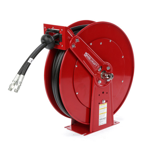 Reelcraft TH86050 OMP Dual Hydraulic Spring Retractable Hose Reel | 3/8 in. Hose Diameter | 50 Ft. Hose Length | 2,000 Max PSI