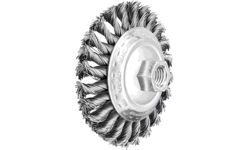 PFERD 82202 Knot Wire Bevel Brush | 4" Diameter | Carbon Steel Wire | Box of 5