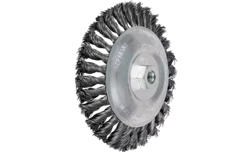 PFERD 82509 Knot Wire Bevel Brush | 7" Diameter | Carbon Steel Wire